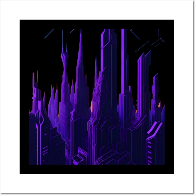 Purple cityscape Wall Art by emeka